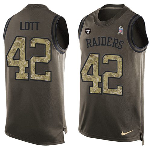 Nike Raiders #42 Ronnie Lott Green Men's Stitched NFL Limited Salute To Service Tank Top Jersey - Click Image to Close